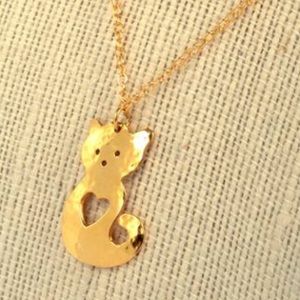 24k Gold hand-crafted cat necklace